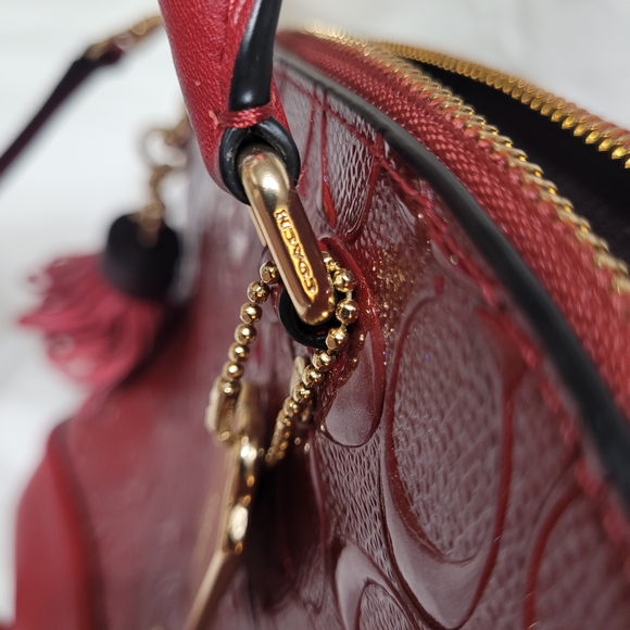 Coach F27598 Singnature Cherry Debossed Satchel Crossbody - Picture 11 of 16